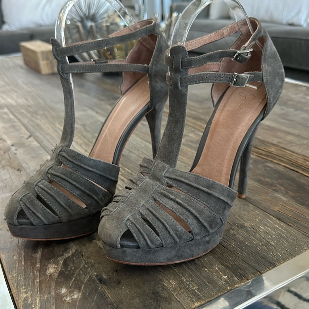 Grey suede Joie platform heel size 10